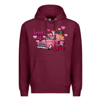 Burgundy loads of love valentine's day farm truck Premium Hoodie - FaDigitalArtStudio