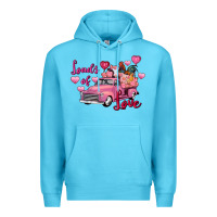 Ocean Blue loads of love valentine's day farm truck Premium Hoodie - FaDigitalArtStudio