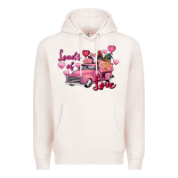 Pale Pink loads of love valentine's day farm truck Premium Hoodie - FaDigitalArtStudio