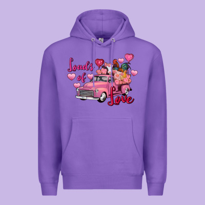 Loads Of Love Valentine's Day Farm Truck Premium Hoodie Designed By Fadigitalartstudio