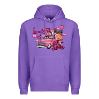 Purple loads of love valentine's day farm truck Premium Hoodie - FaDigitalArtStudio