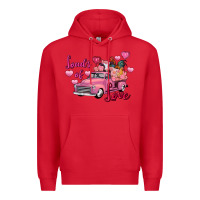 Red loads of love valentine's day farm truck Premium Hoodie - FaDigitalArtStudio
