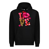 Black love lips Premium Hoodie - FaDigitalArtStudio