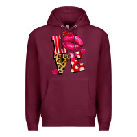 Burgundy love lips Premium Hoodie - FaDigitalArtStudio