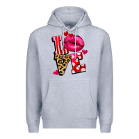 Heather Grey love lips Premium Hoodie - FaDigitalArtStudio