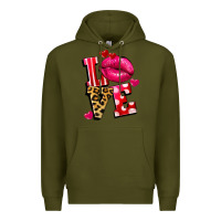 Army Green love lips Premium Hoodie - FaDigitalArtStudio