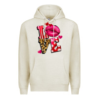 Oatmeal Heather love lips Premium Hoodie - FaDigitalArtStudio