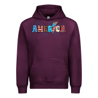 Mauve Wine Lightning bolt with America Urban Hoodie - Neo Western