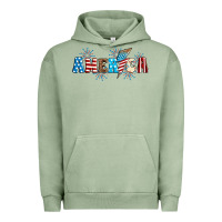Pigment Oil Green Lightning bolt with America Urban Hoodie - Neo Western