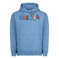 Pigment Pebble Blue Lightning bolt with America Urban Hoodie - Neo Western