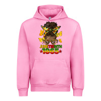Fuchsia Pink juneteenth 1865 afro bun Urban Hoodie - HRA Design Shop