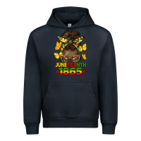 Navy juneteenth 1865 afro bun Urban Hoodie - HRA Design Shop