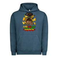 Pigment Midnight Navy juneteenth 1865 afro bun Urban Hoodie - HRA Design Shop