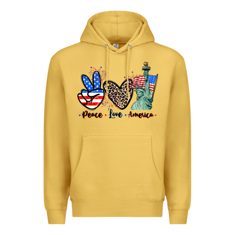 Peace Love America 4th Of July Premium Hoodie by CowGirlArtShop | Teevron