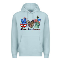 Blue Mist Peace love america 4th of july Premium Hoodie - CowGirlArtShop