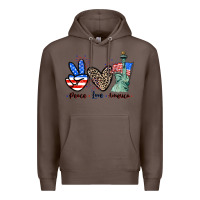 Coffee Peace love america 4th of july Premium Hoodie - CowGirlArtShop