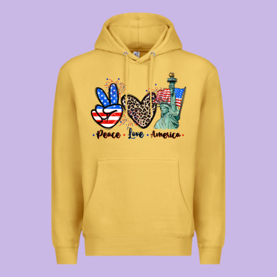 Peace Love America 4th Of July Premium Hoodie Designed By Cowgirlartshop