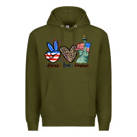 Army Green Peace love america 4th of july Premium Hoodie - CowGirlArtShop