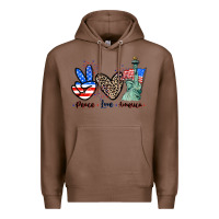 Chestnut Peace love america 4th of july Premium Hoodie - CowGirlArtShop