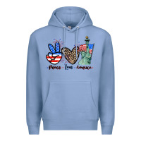 Colony Blue Peace love america 4th of july Premium Hoodie - CowGirlArtShop