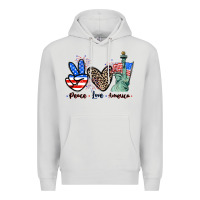 Dove Grey Peace love america 4th of july Premium Hoodie - CowGirlArtShop