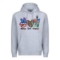 Heather Grey Peace love america 4th of july Premium Hoodie - CowGirlArtShop