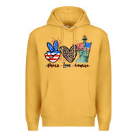 Mustard Peace love america 4th of july Premium Hoodie - CowGirlArtShop