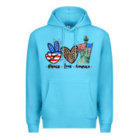 Ocean Blue Peace love america 4th of july Premium Hoodie - CowGirlArtShop