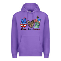 Purple Peace love america 4th of july Premium Hoodie - CowGirlArtShop