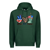 Sports Green Peace love america 4th of july Premium Hoodie - CowGirlArtShop