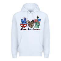 White Peace love america 4th of july Premium Hoodie - CowGirlArtShop