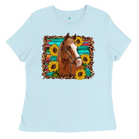 Baby Blue horse sunflowers turquoise wooden serape leopard Ladies Tee - Artiststas