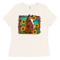 Bone horse sunflowers turquoise wooden serape leopard Ladies Tee - Artiststas