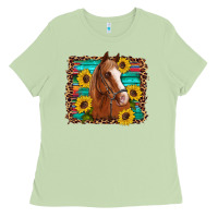 Matcha horse sunflowers turquoise wooden serape leopard Ladies Tee - Artiststas