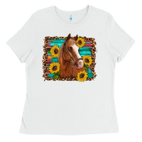 White horse sunflowers turquoise wooden serape leopard Ladies Tee - Artiststas