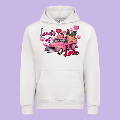Loads Of Love Valentine's Day Farm Truck Urban Hoodie Designed By Fadigitalartstudio