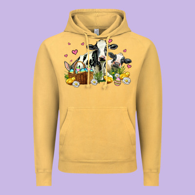 Easter Cows With Chicks Vintage Hoodie Designed By Adodesignshop