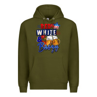Army Green Red white and boozy 4th of july Premium Hoodie - CowGirlArtShop