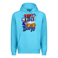 Ocean Blue Red white and boozy 4th of july Premium Hoodie - CowGirlArtShop