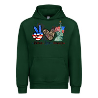 Forest Green Peace love america 4th of july Urban Hoodie - CowGirlArtShop