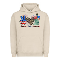 Pigment French Oak Peace love america 4th of july Urban Hoodie - CowGirlArtShop