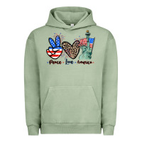 Pigment Oil Green Peace love america 4th of july Urban Hoodie - CowGirlArtShop