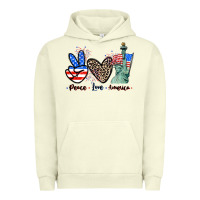 Pigment Pistachio Peace love america 4th of july Urban Hoodie - CowGirlArtShop