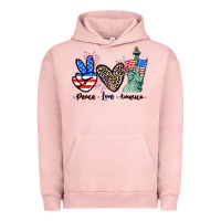 Pigment Salmon Peace love america 4th of july Urban Hoodie - CowGirlArtShop