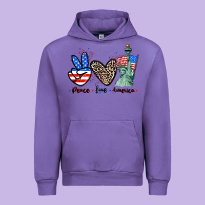 Peace Love America 4th Of July Urban Hoodie Designed By Cowgirlartshop