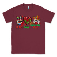 Burgundy Peace Love Day Of The Dead Classic Tee - BundleAndBundleShop