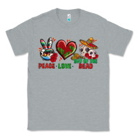Heather Grey Peace Love Day Of The Dead Classic Tee - BundleAndBundleShop