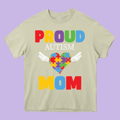 Lil Autism Mom Heavy Core Tee Designed By Cowhidedigitalart