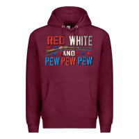 Burgundy Red white and pew pew pew Premium Hoodie - CowGirlArtShop