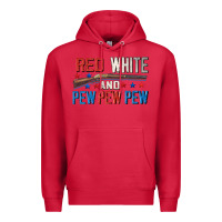 Cardinal Red white and pew pew pew Premium Hoodie - CowGirlArtShop